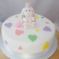 Baby Bunny with Love Heart Cake